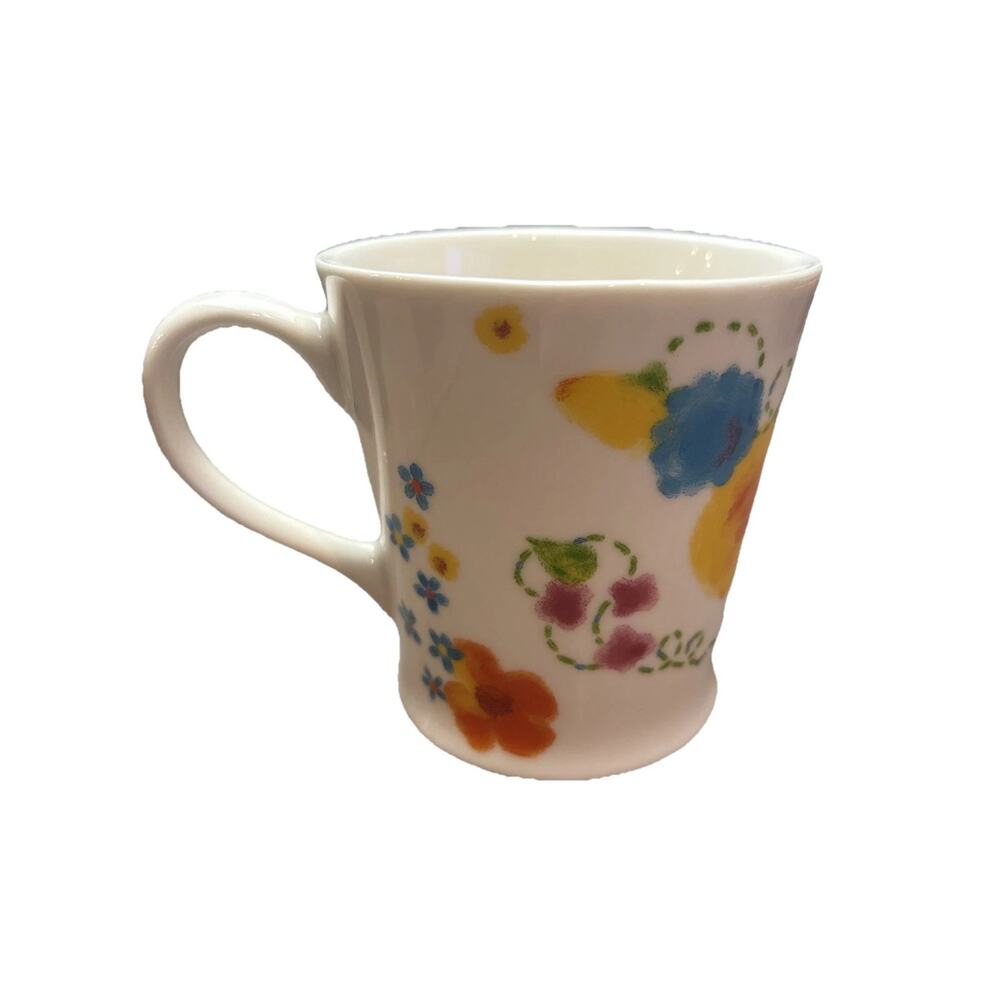 2006 Starbucks Coffee Mug Cup Tall Spring Flowers Yellow Pink Mother's Day 13 oz